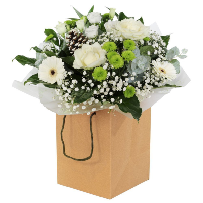 Blanket of Snow - A calm, cool and refreshing hand-tied of snowy blooms in shades of white and cream.